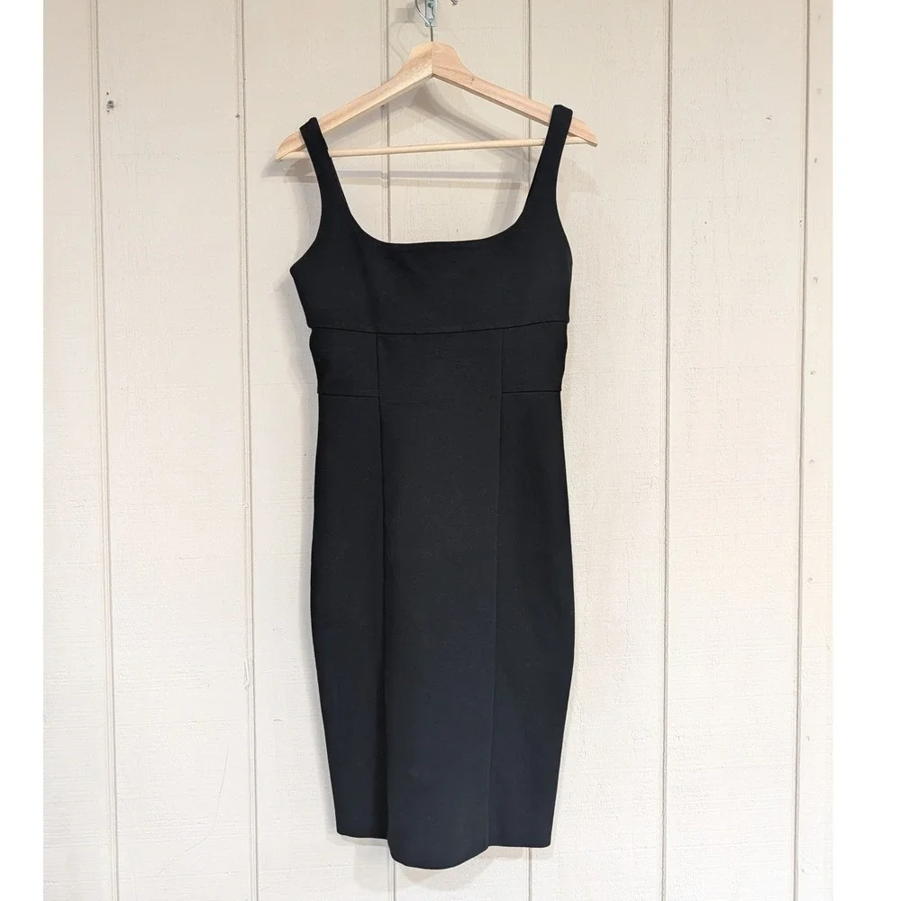 Diane‎ von Furstenberg Black Square Neck Scoop Back Sheath Dress Size 6